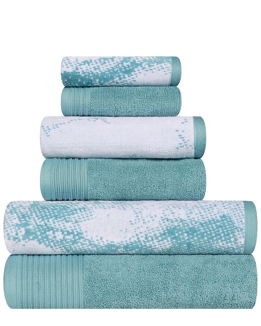 Superior Quick-drying Solid And Marble Effect 6pc Towel Set