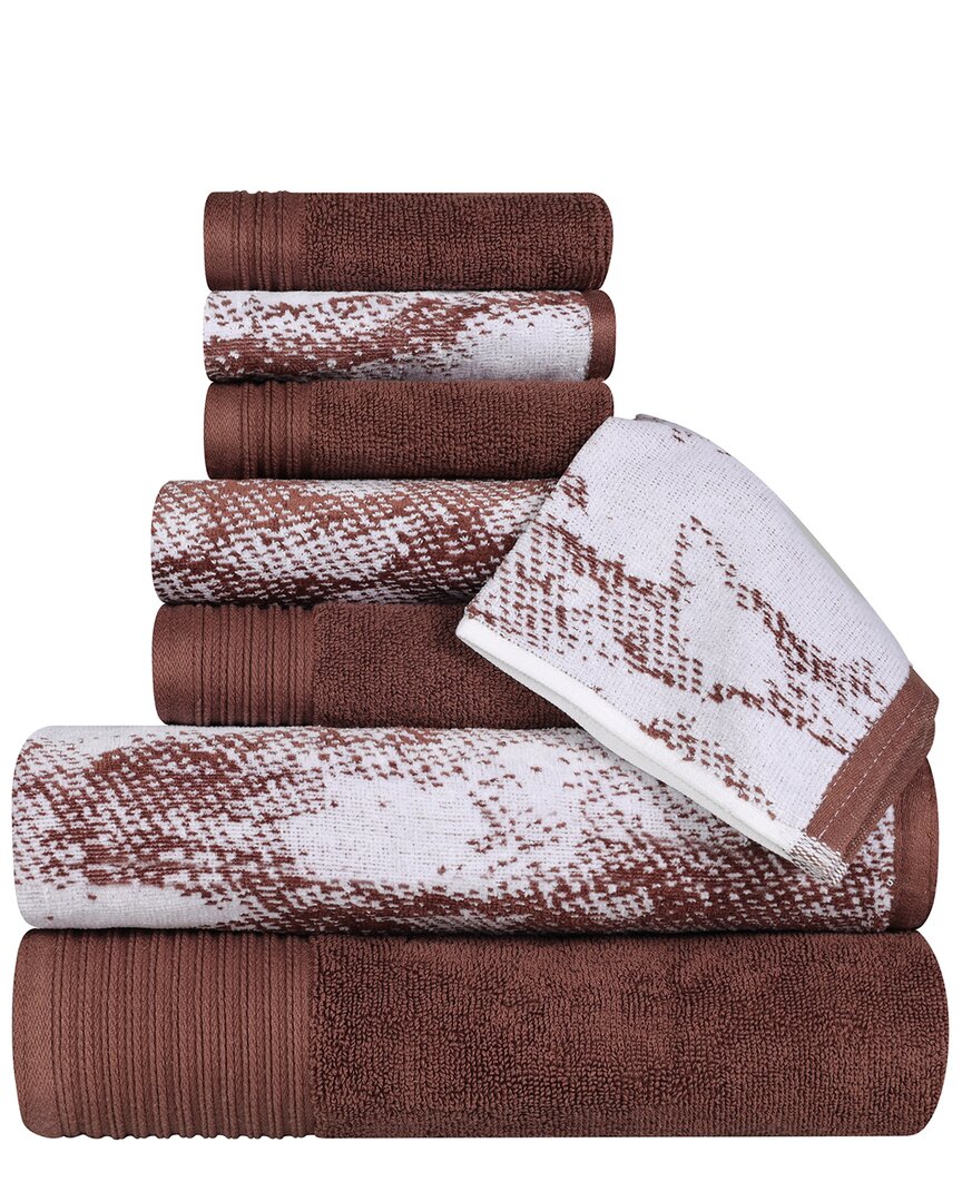 Superior Quick-drying Solid And Marble Effect 8pc Towel Set In Brown