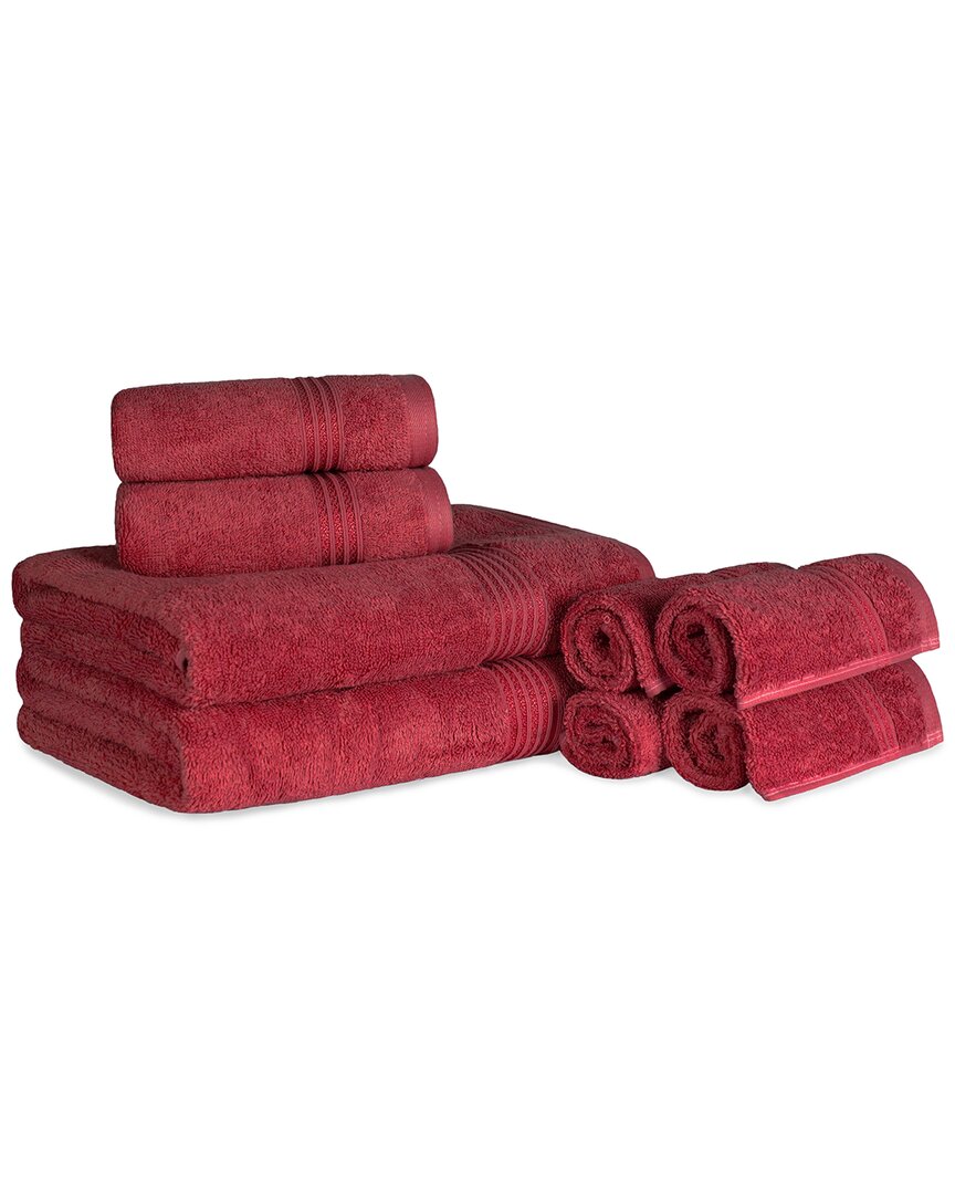 Superior Ultra Soft Assorted 8pc Absorbent Towel Set In Burgundy