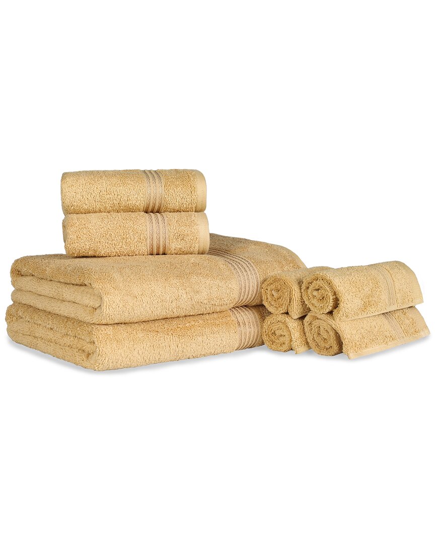 Shop Superior Ultra Soft Assorted 8pc Absorbent Egyptian Cotton Towel Set In Gold