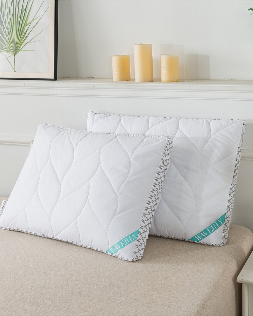 Waverly Antimicrobial Quilted Nano Feather Gusseted Pillow In White