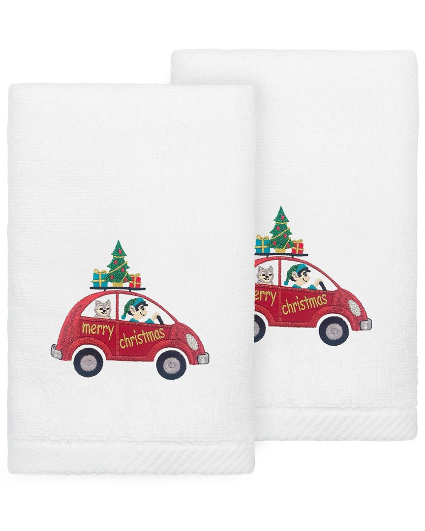 Shop Linum Home Textiles Set Of 2 Christmas Car Embroidered Luxury 100% Turkish Cotton Hand Towels
