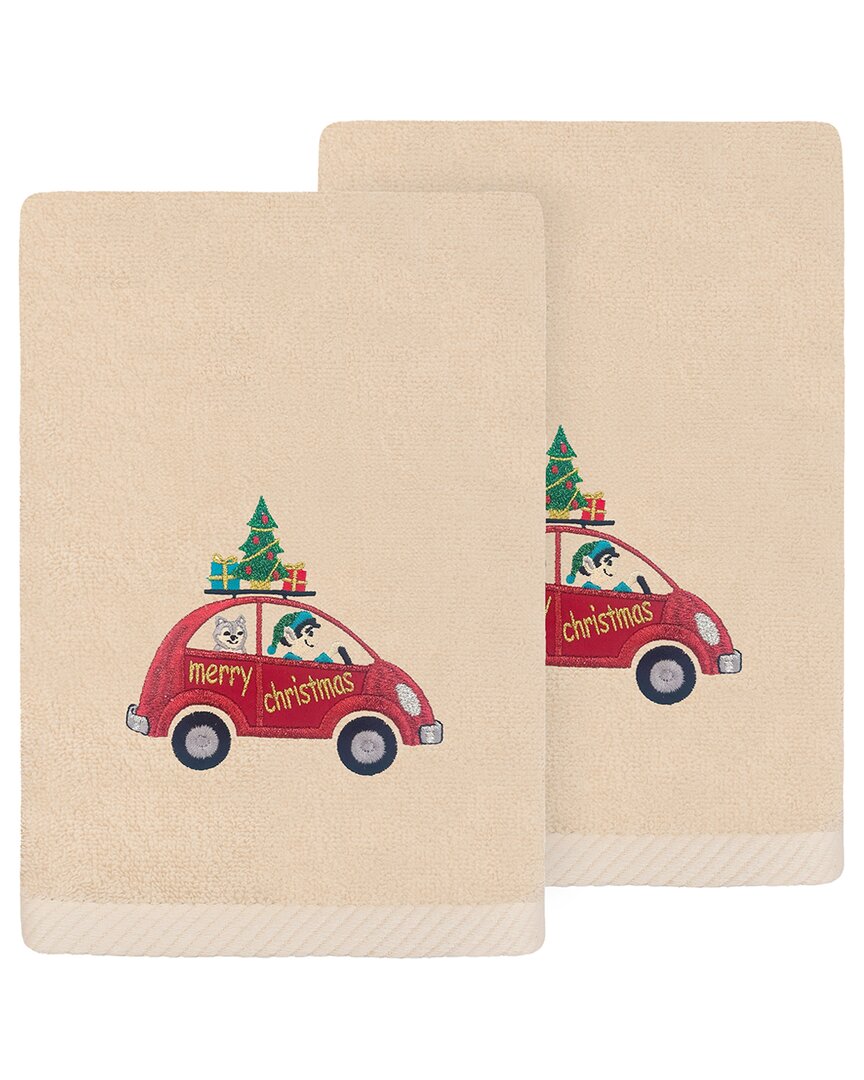 Shop Linum Home Textiles Set Of 2 Christmas Car Embroidered Luxury 100% Turkish Cotton Hand Towels