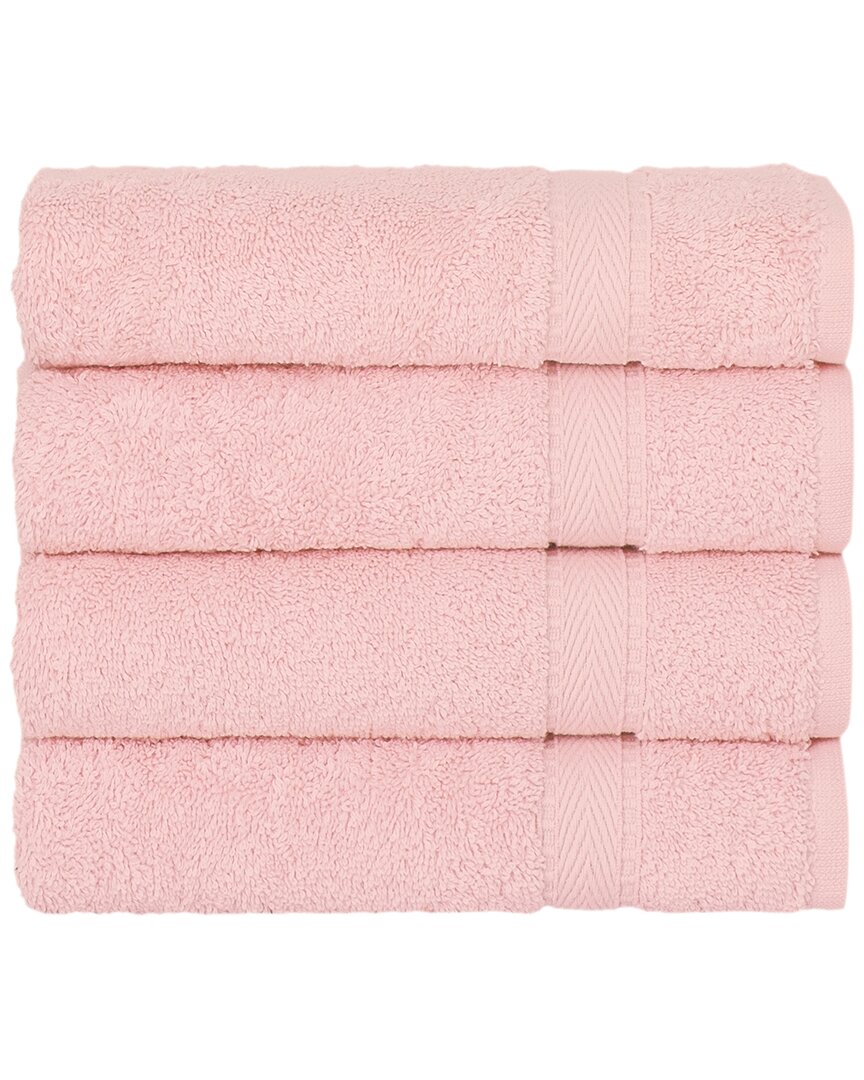 Linum Home Textiles Set Of 4 Turkish Cotton Sinemis Terry Hand Towels In Pink