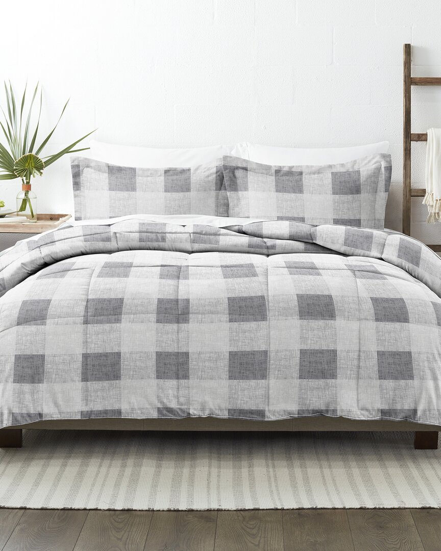 Home Collection Premium Ultra Soft Gingham Down-alternative Comforter In Gray