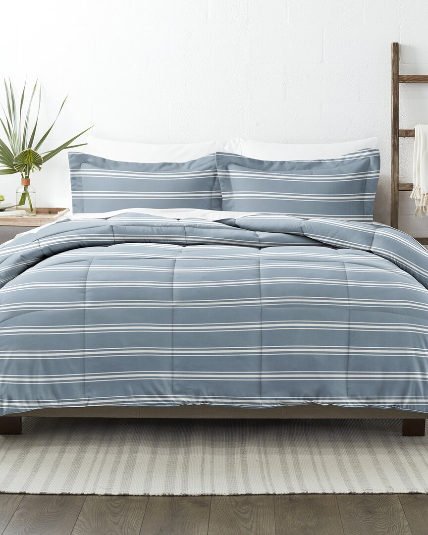 Home Collection Premium Ultra Soft Soft Stripe Reversible Down-alternative Comforter In Blue
