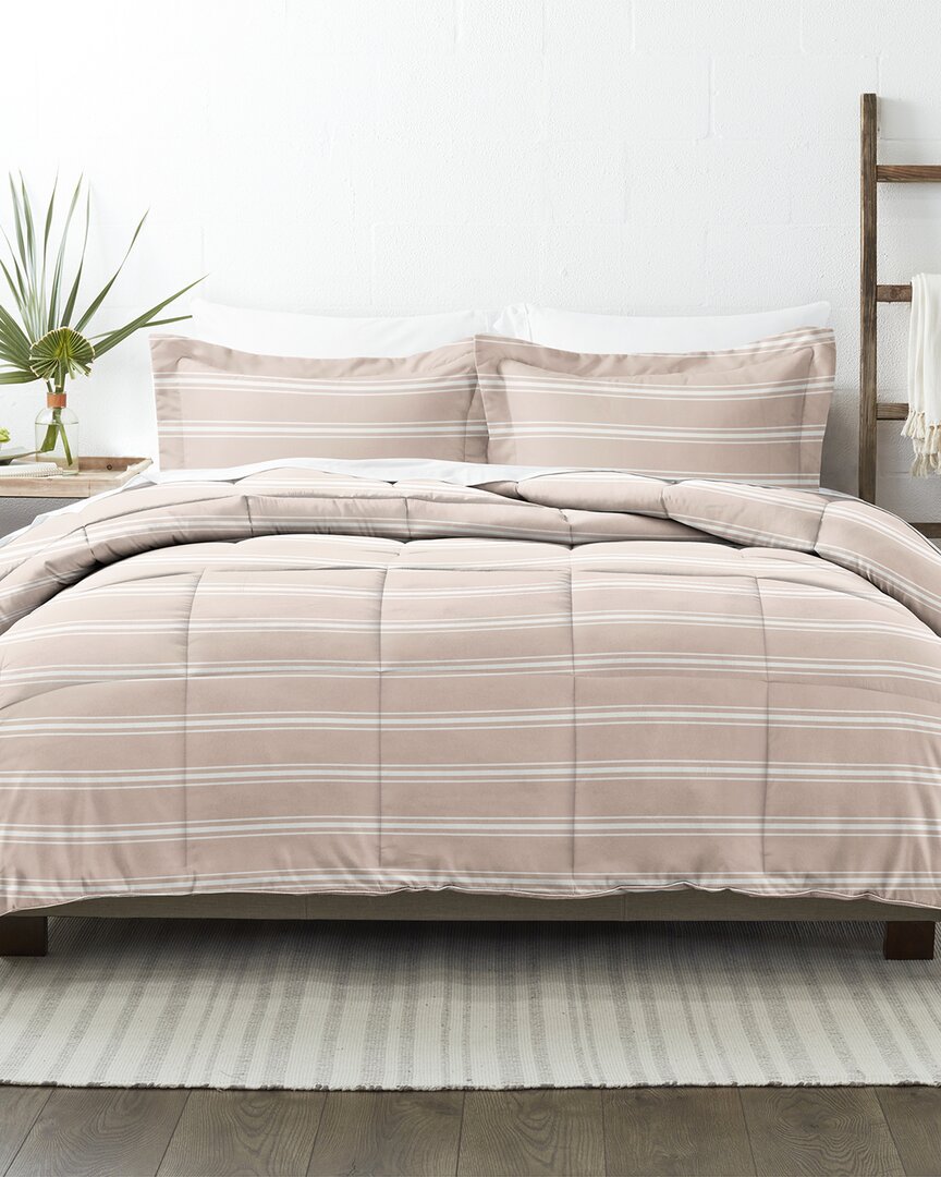 Home Collection Premium Ultra Soft Soft Stripe Reversible Down-alternative Comforter In Rose