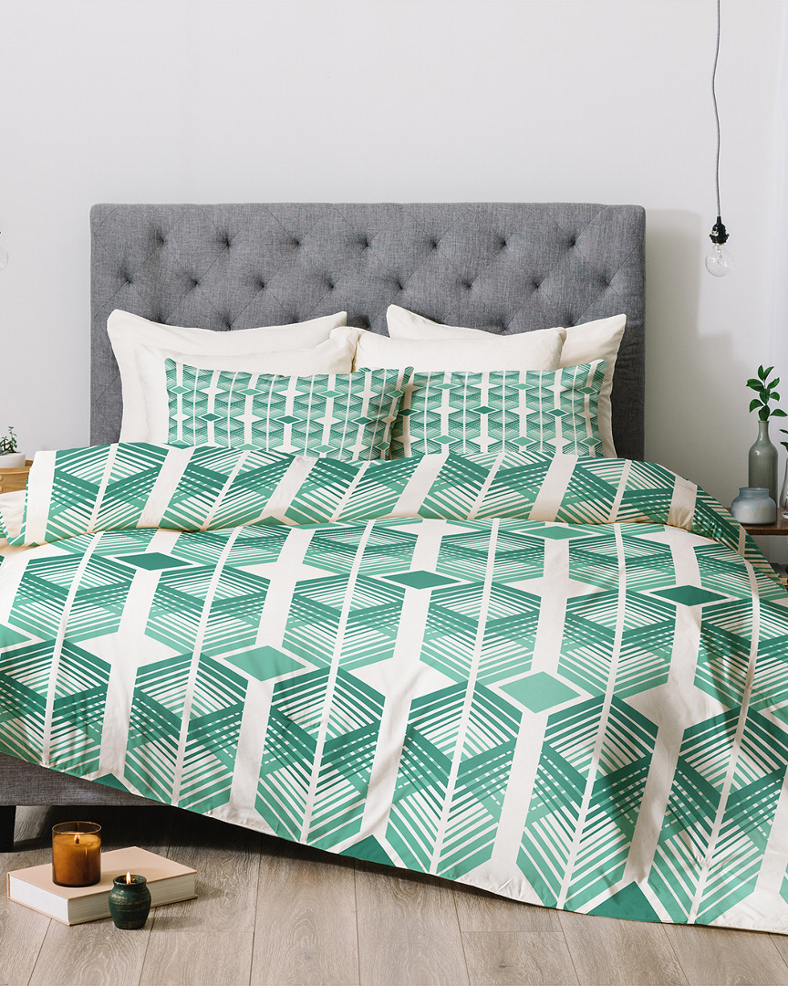 Deny Designs Heather Dutton Retro Geometric Green Comforter Set