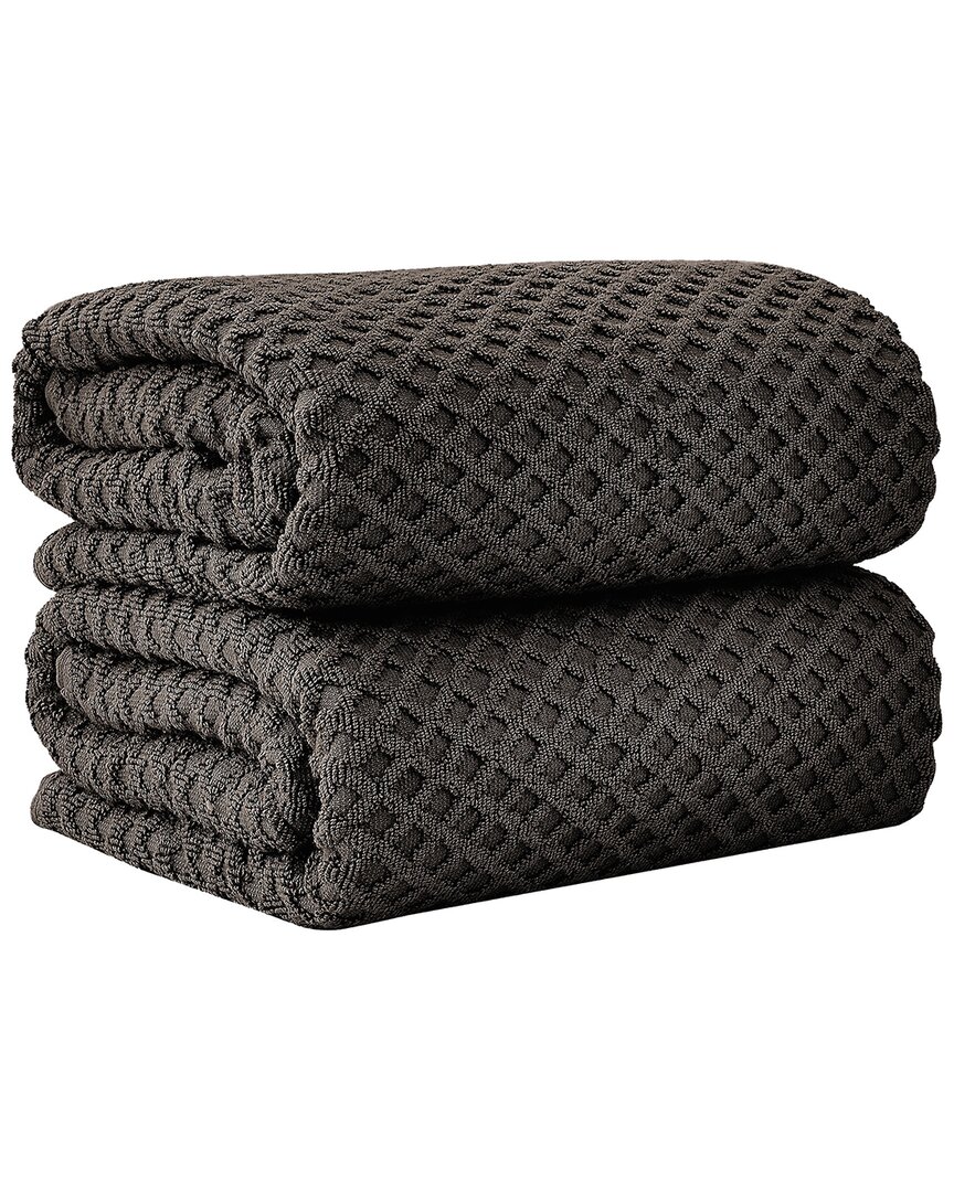 Linery & Co . 2pc Grayson Cotton Diamond Waffle Texture Bath Sheet Set