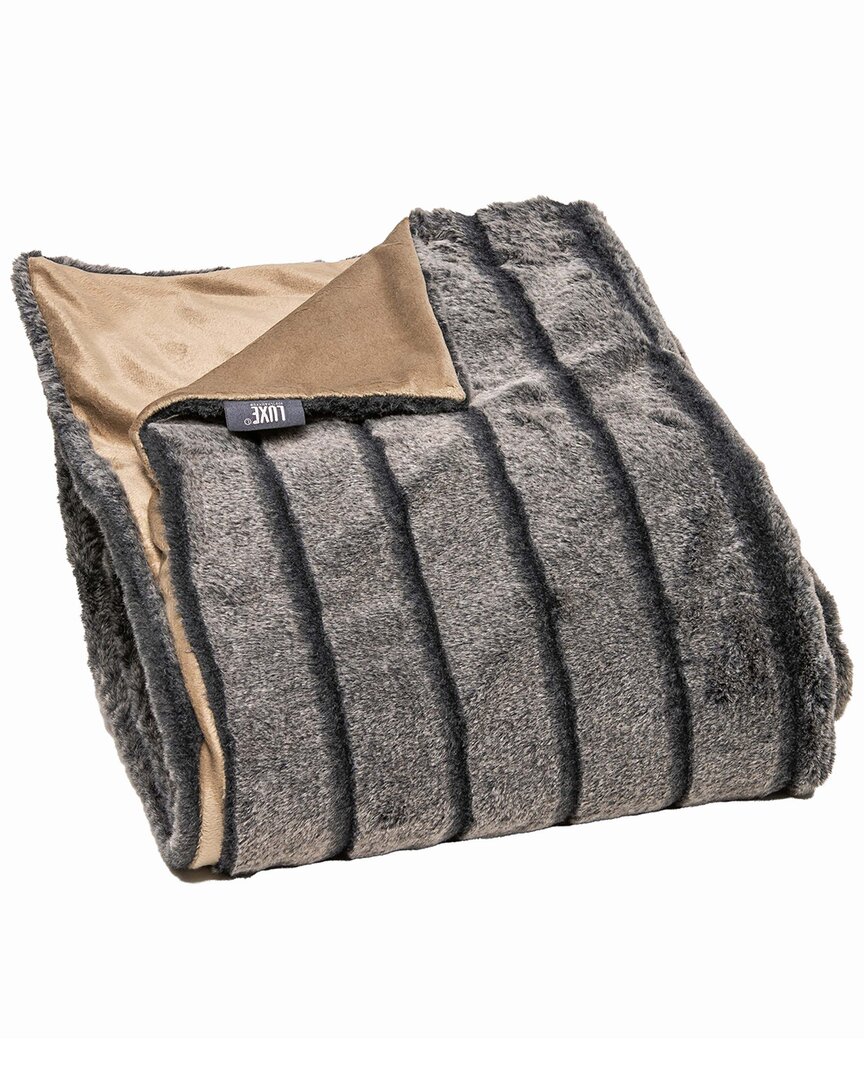 Luxe Faux Fur Couture Throw In Grey