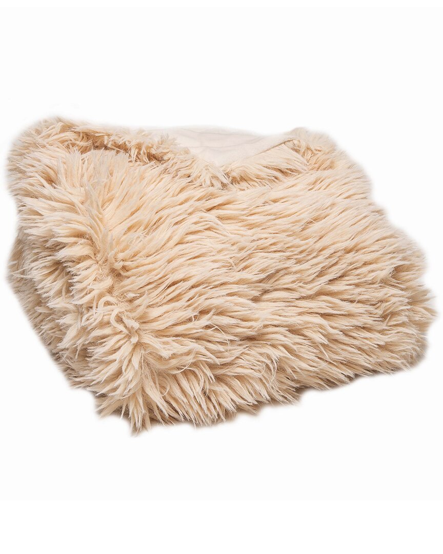 Luxe Faux Fur Limited Throw In Beige
