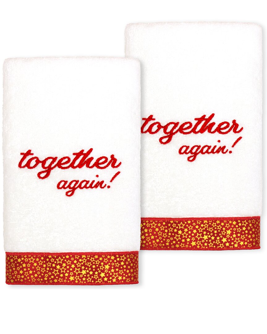 Linum Home Textiles Embroidered Hand Towels with Merry Christmas (Set of 2)