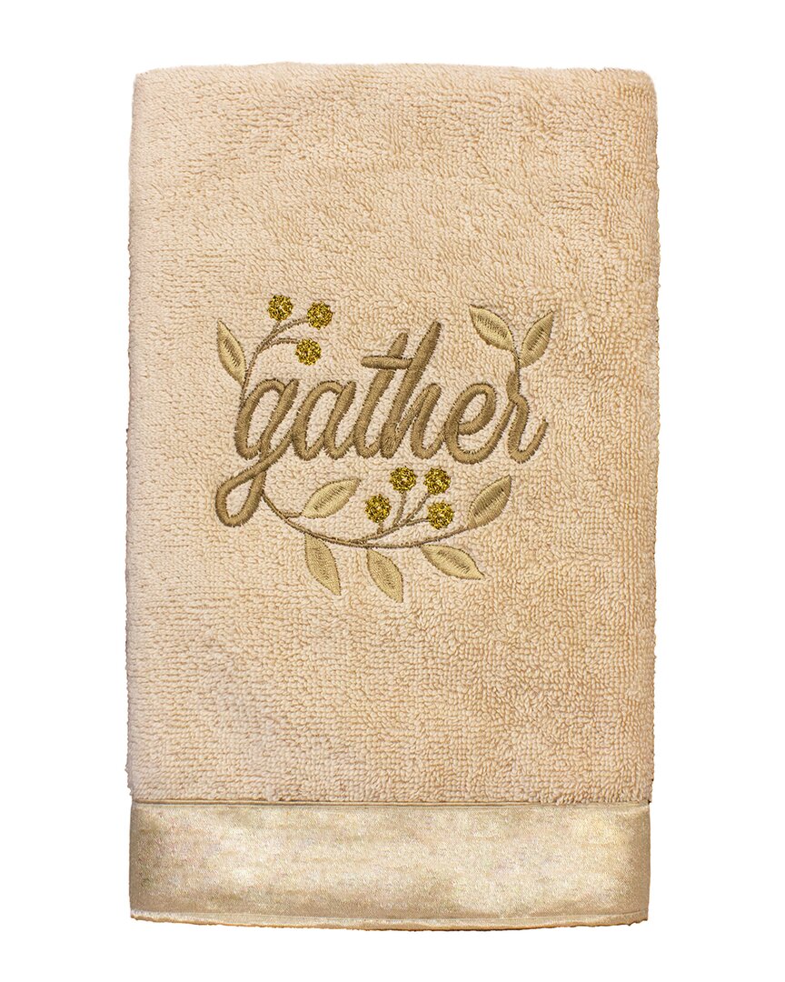 Linum Home Textiles Gather Embroidered Turkish Cotton Hand Towel In Sand