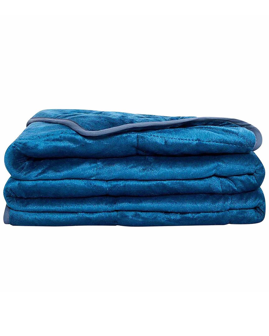 Pur And Calm Pur & Calm Silvadur Anti-microbial Plush Mink Weighted Blanket In Navy