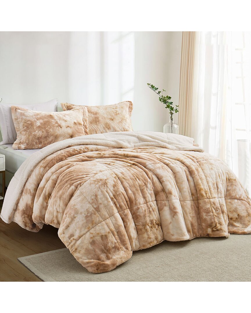 Unikome 3pc Reversible Sherpa Winter Comforter Set