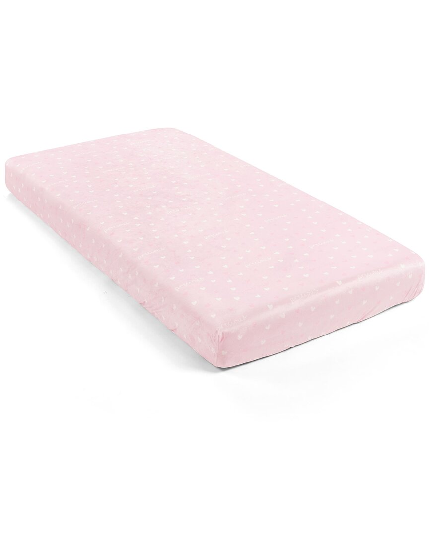 Lush Decor Llama Love Allover Hearts Soft & Plush Fitted Crib Sheet In Pink