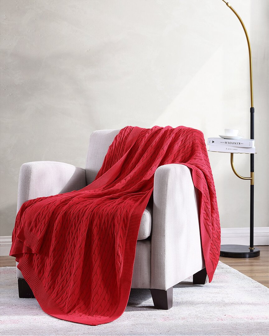 Shop The Nesting Company Oak Cable Knitted Throw In Red