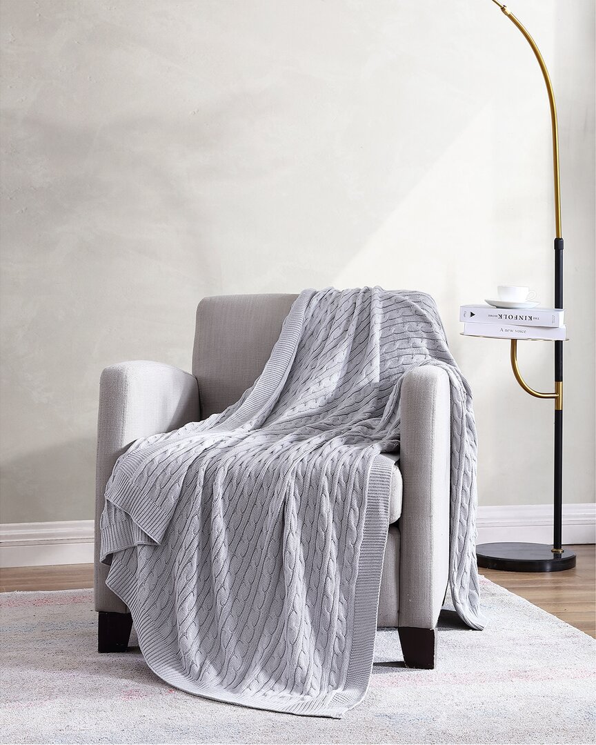 The Nesting Company Oak Cable Knitted Throw In Gray