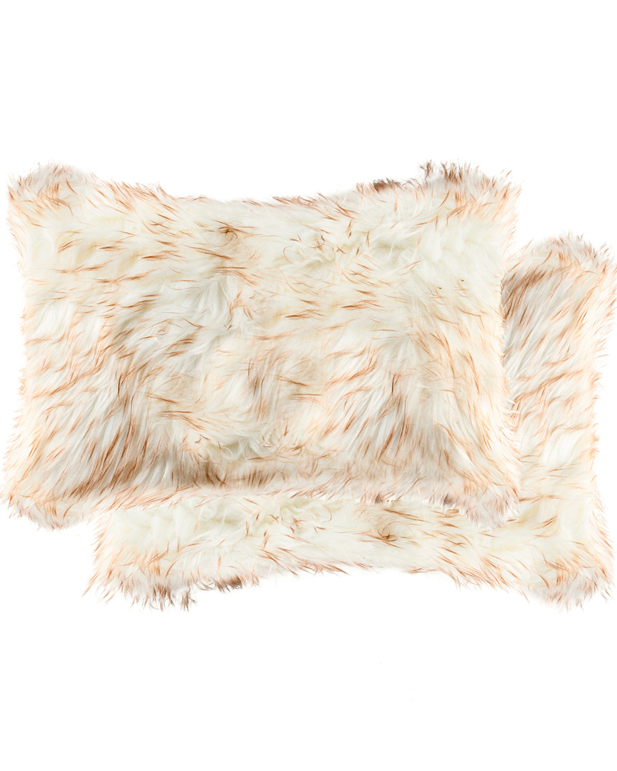 Shop Luxe Faux Fur Set Of 2 Belton Pillows In Brown