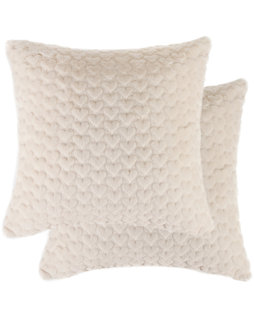 Lifestyle Brands 2-pack Belton Faux Fur Pillow 18 X 18 - Linear Off White #23 In White