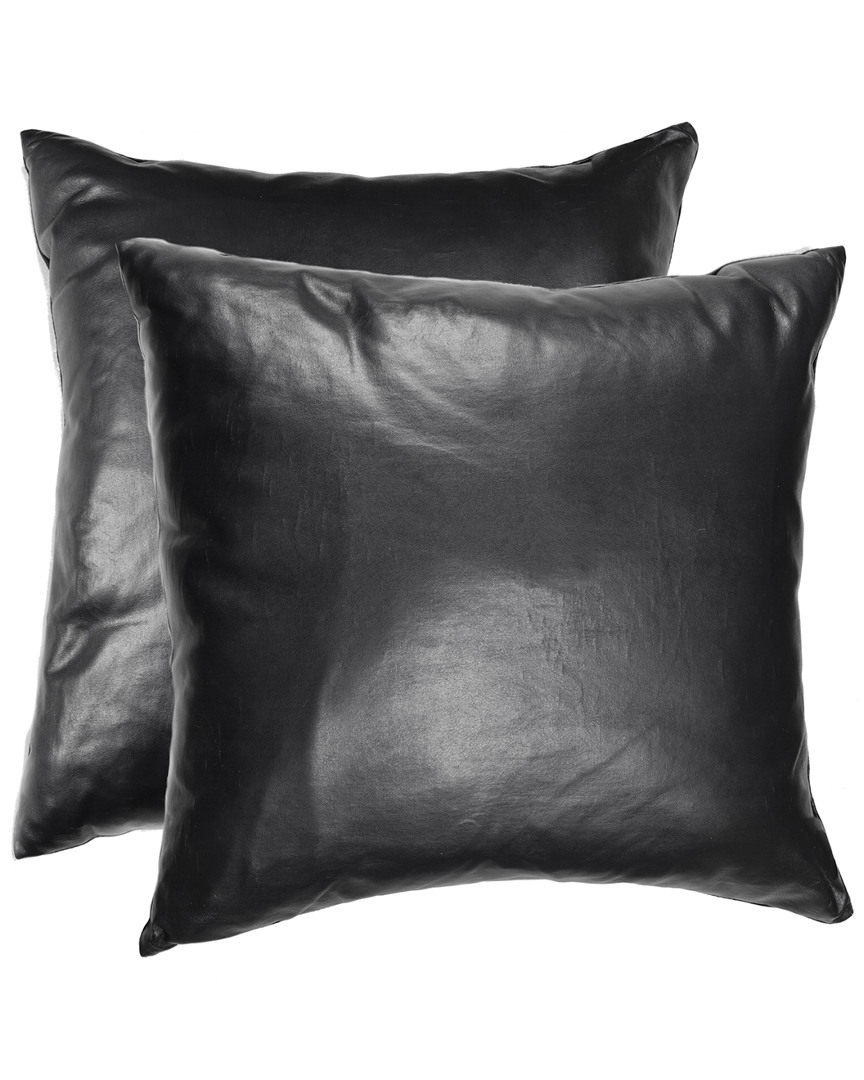 Lifestyle Brands Set Of 2 Sienna Leather Pillows In Black