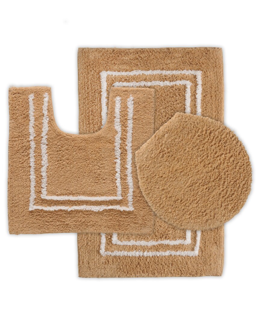 St Mary's Tufted 3pc Cotton Bath Rug Set With Lid Cover
