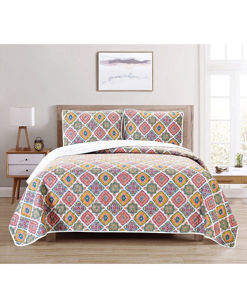 Dan River 3pc Reversible Quilt Set In Pink
