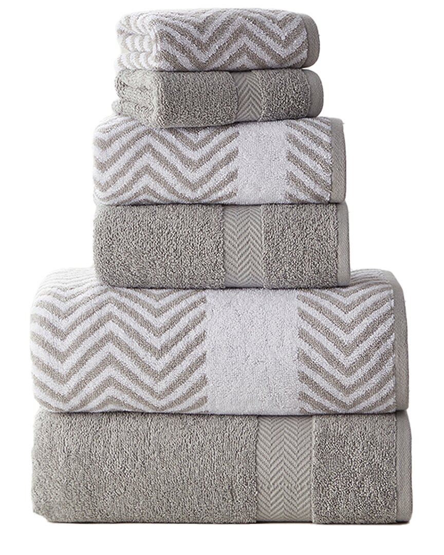 Kathy Ireland 6pc Chevron Jacquard Towel Set With Letsdry