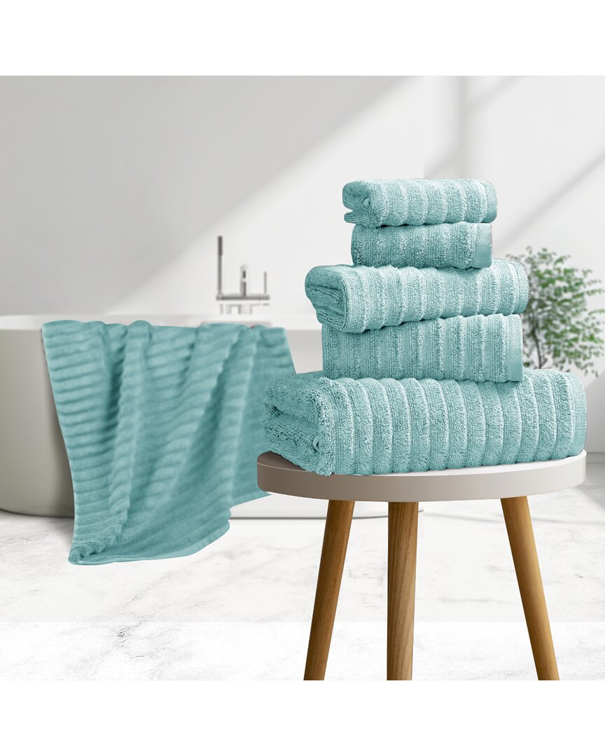 Bibb Home 6 Piece Ribbed Egyptian Cotton Towel Set