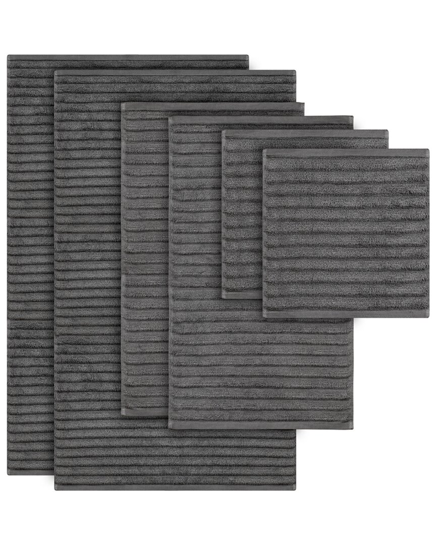 Bibb Home 6 Piece Ribbed Egyptian Cotton Towel Set