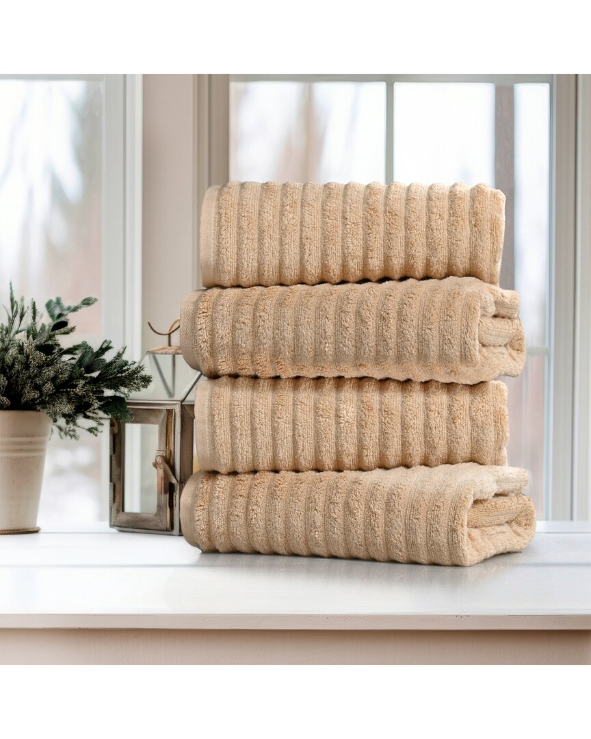 Bibb Home 4 Pack Ribbed Egyptian Cotton Bath Towel