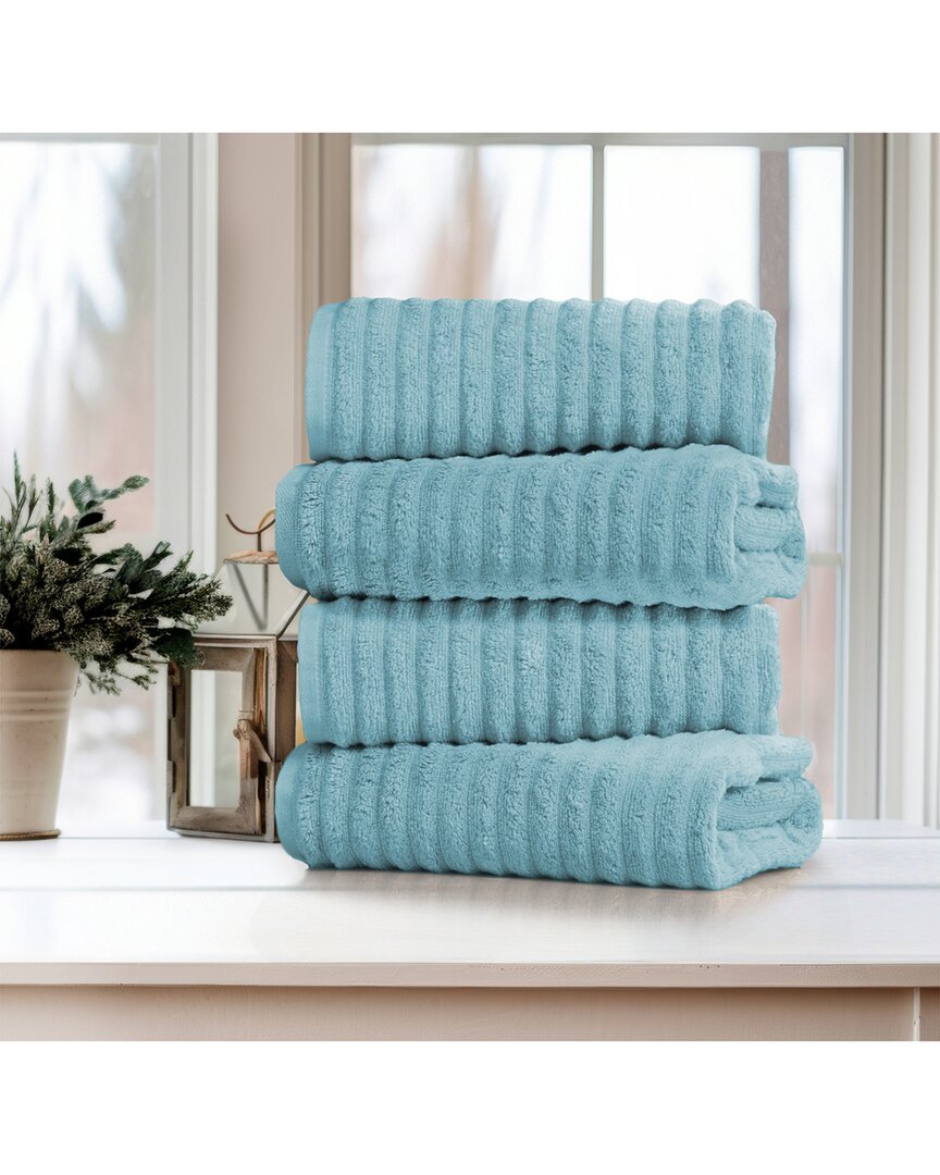 Bibb Home 4 Pack Ribbed Egyptian Cotton Bath Towel
