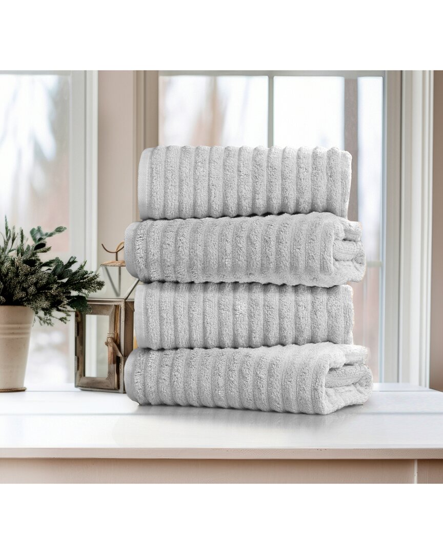 Bibb Home 4 Pack Ribbed Egyptian Cotton Bath Towel