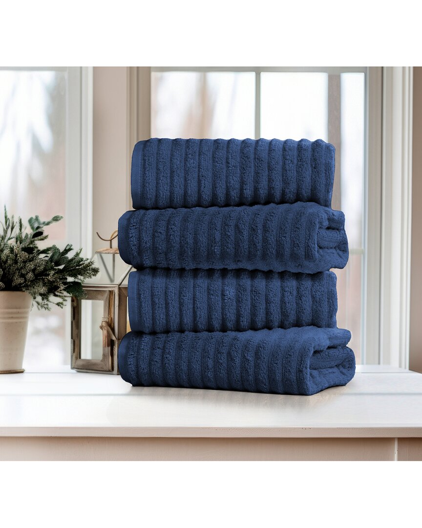 Bibb Home 4 Pack Ribbed Egyptian Cotton Bath Towel