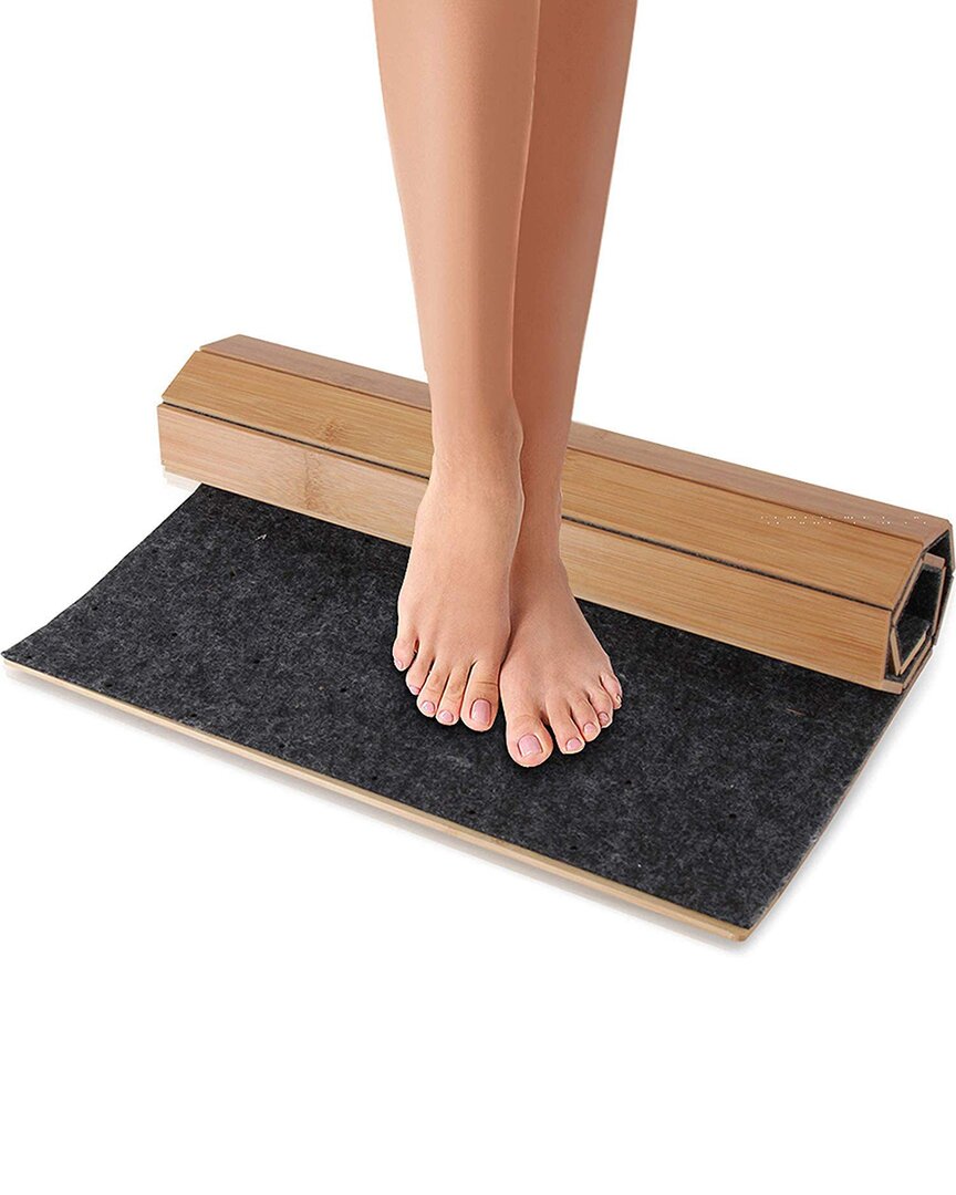 Serenelife Bamboo Floor Rug Bath Mat In Brown