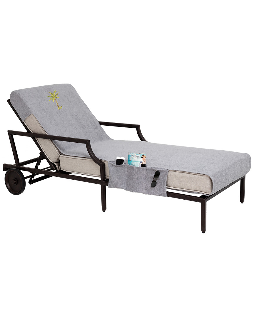 Linum Home Textiles Palm Tree Embroidered Chaise Lounge Cover With Pockets