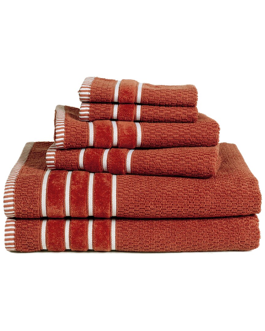 Lavish Home Rice Weave 6pc Cotton Towel Set In Orange