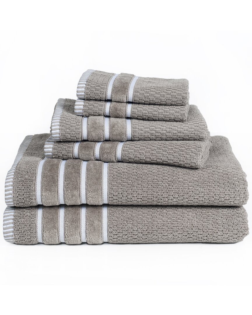 Lavish Home Rice Weave 6pc Cotton Towel Set In Taupe