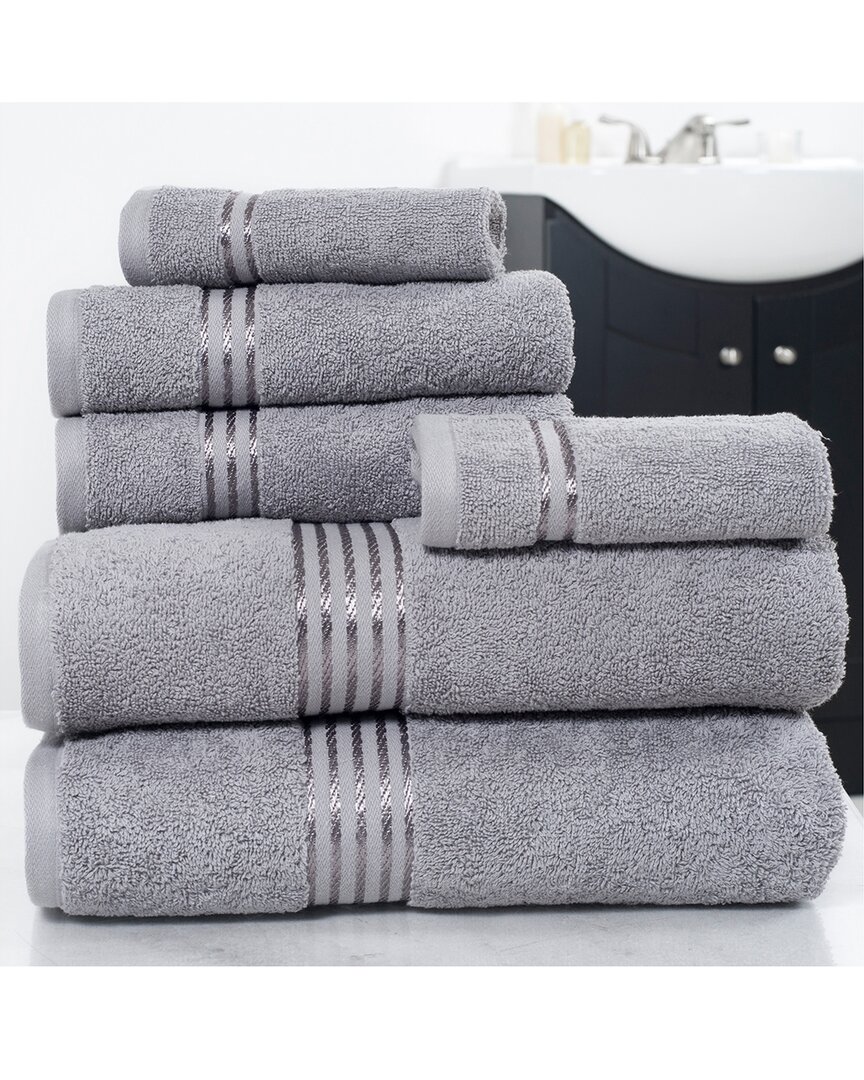 Lavish Home 6pc Cotton Towel Set In Silver