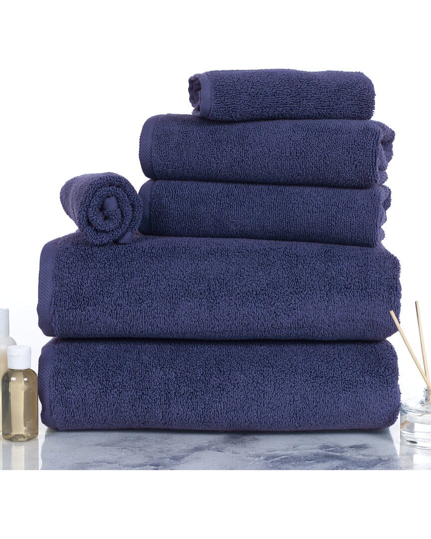 Lavish Home 6pc Cotton Towel Set In Navy