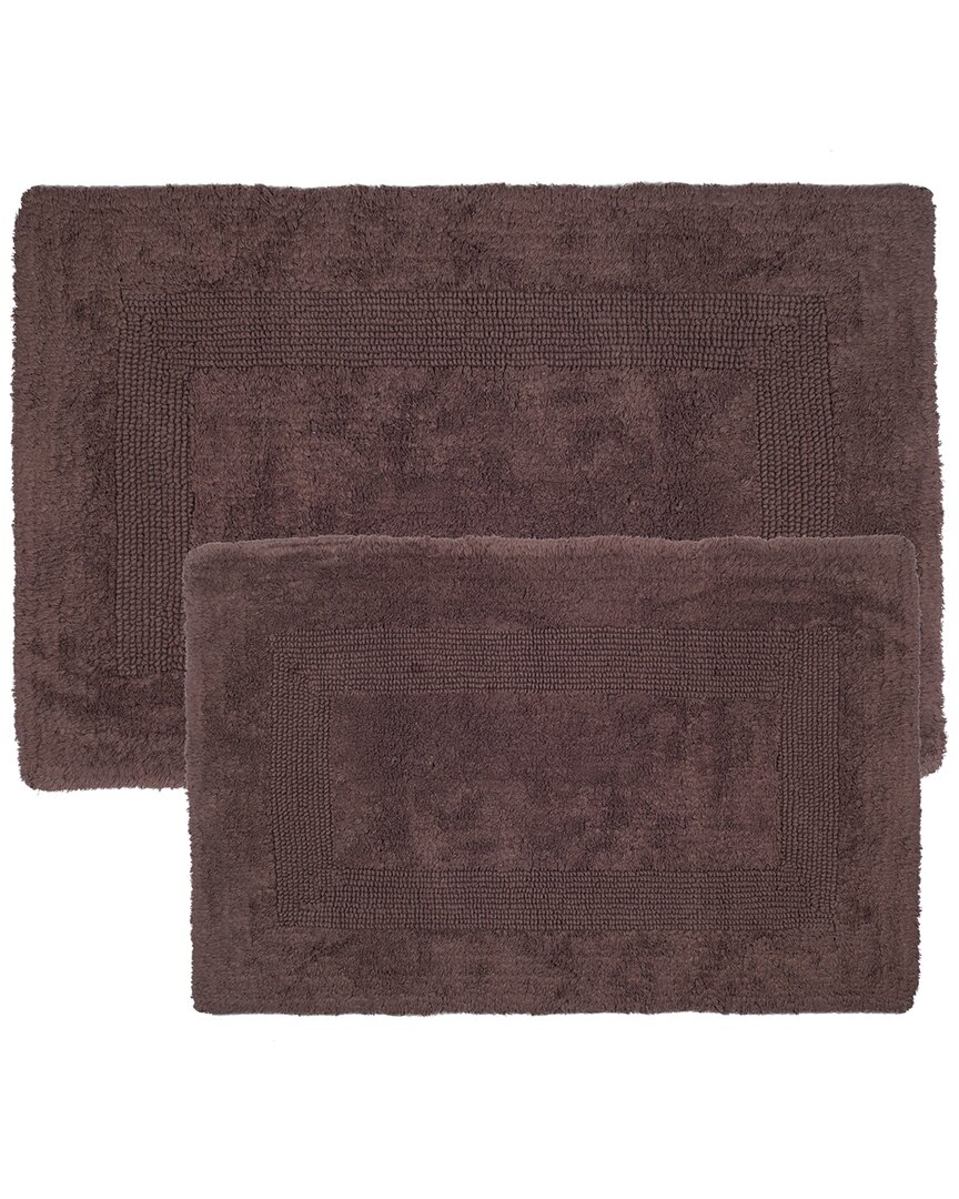 Shop Lavish Home 2pc Cotton Plush Bathroom Mat Rug Set In Chocolate