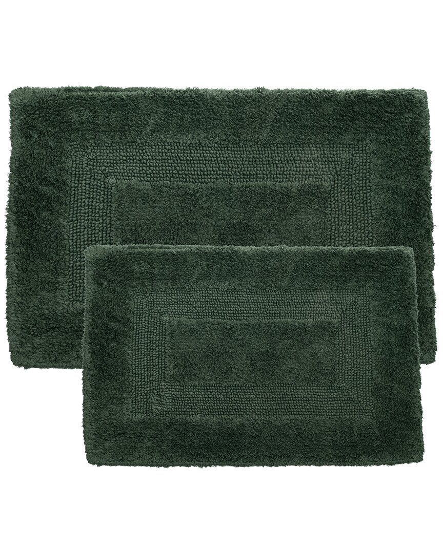 Lavish Home 2pc Cotton Plush Bathroom Mat Rug Set In Green