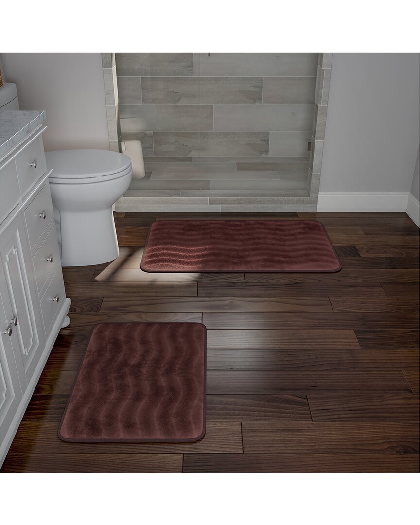Shop Lavish Home 2pc Soft Memory Foam Bath Mat Set In Brown