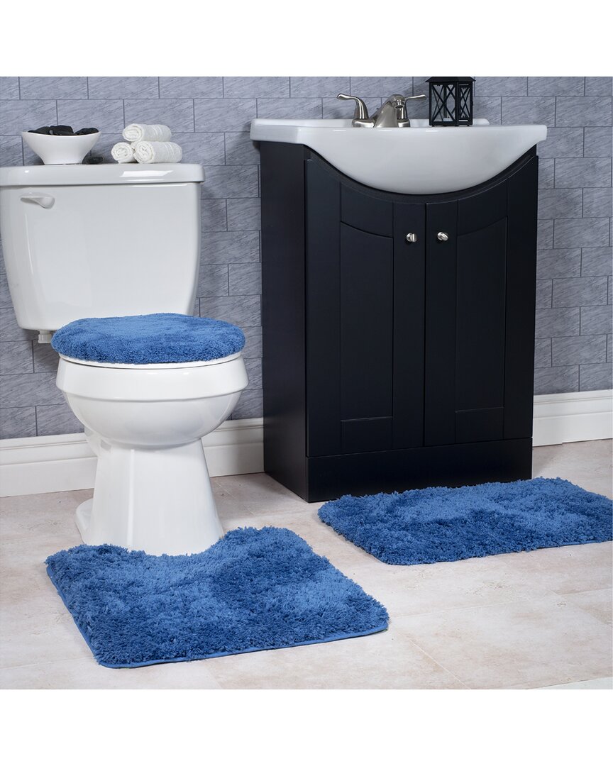 Shop Lavish Home 3pc Super Plush Bath Rug Set In Navy