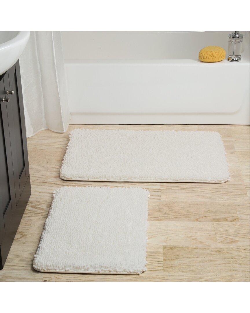 Shop Lavish Home 2pc Memory Foam Shag Bath Mat In White