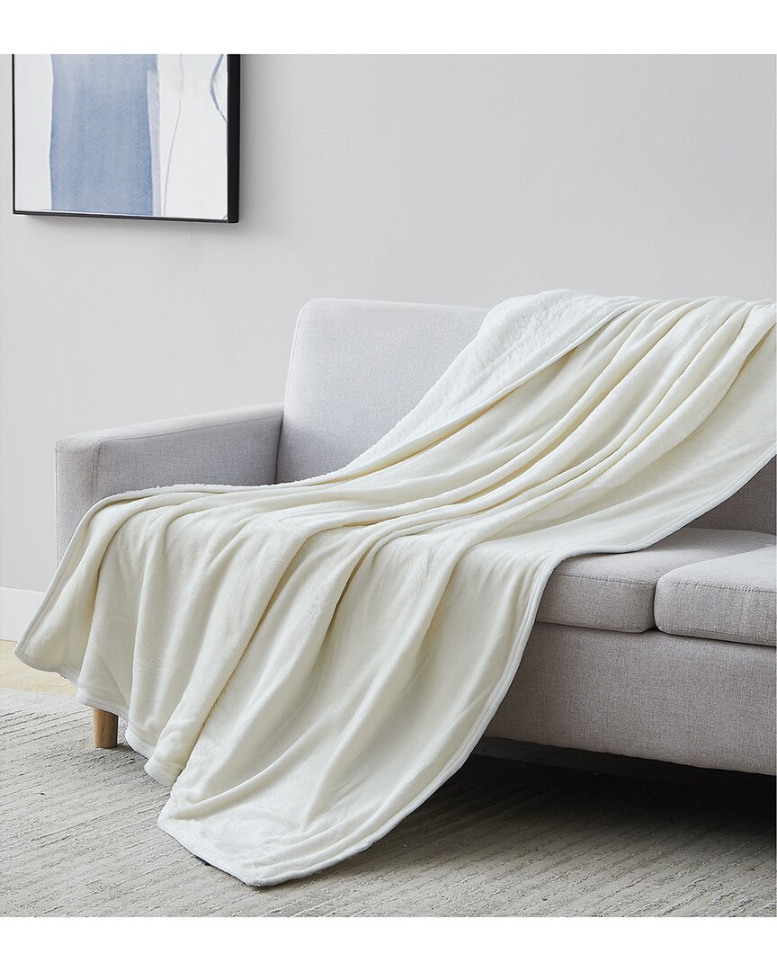 Southshore Fine Linens Ultra-soft Reversible Sherpa Fleece Throw Blanket In Cream