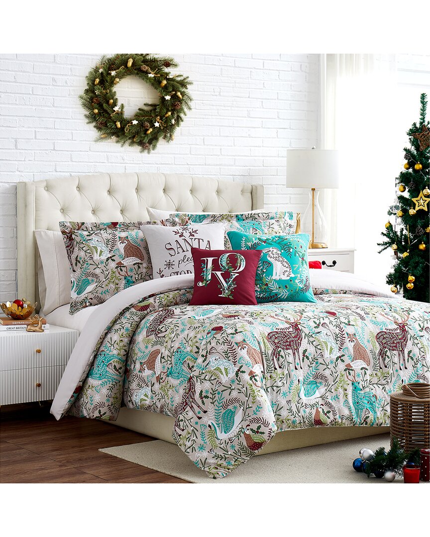 Southshore Fine Linens Christmas Woodland Oversized Reversible Comforter Set In Red