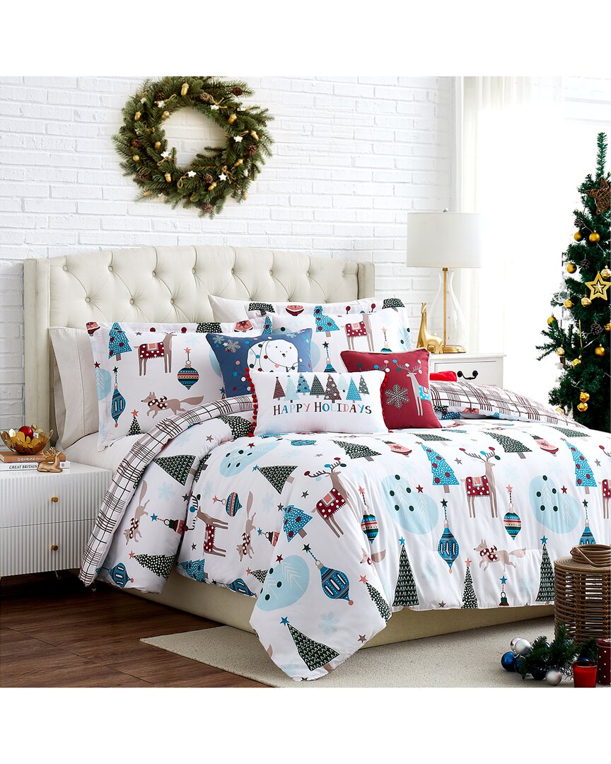 Shop Southshore Fine Linens Winter Wonderland Oversized Reversible Comforter Set In Red