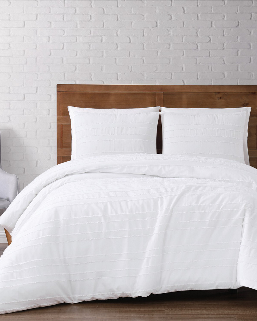 Brooklyn Loom Carlisle Stripe 3pc Comforter Set In White