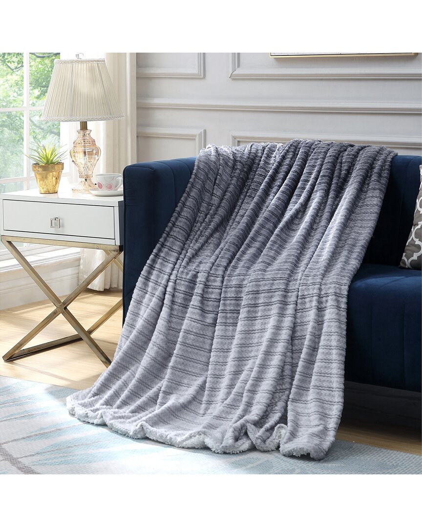 Cozy Tyme Tanesha Flannel Reversible Jacquard Throw In Grey